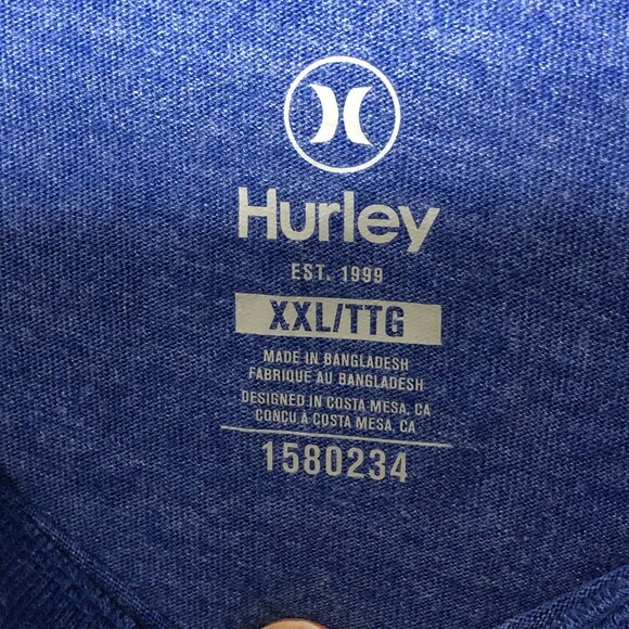 Hurley T-Shirt Mens XXL Blue Heathered Graphic Short Sleeve Logo Tee Casual - Picture 5 of 6